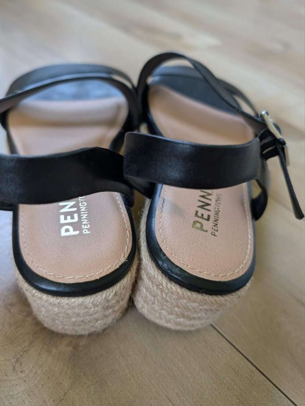 Penn Black Espadrille Wedge Sandals Ankle Strap Wide Width 7WW EU 37.5 - Picture 4 of 7